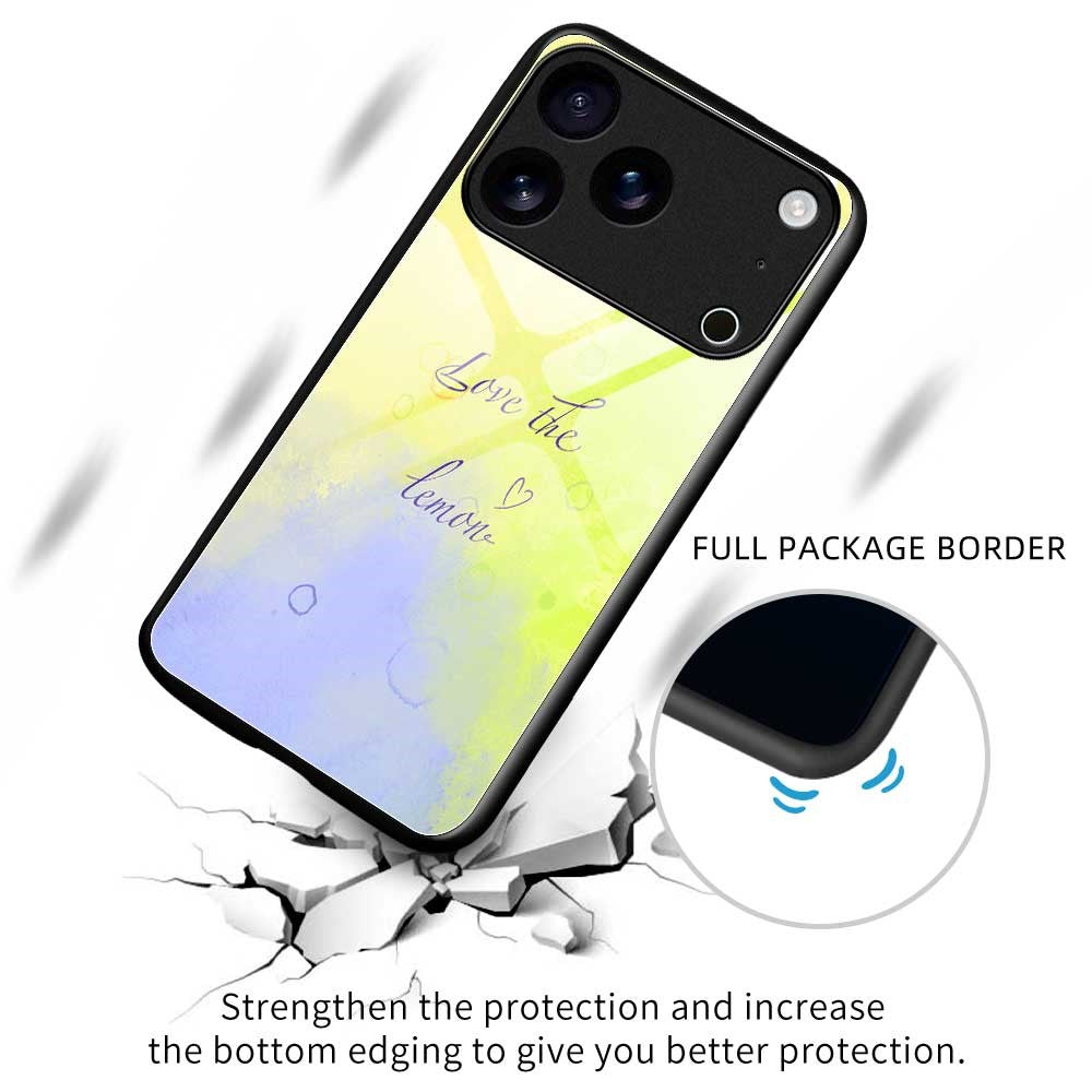 For iPhone 17 Pro Max Case Anti Drop TPU PC Tempered Glass Pattern Printing Phone Back Cover - B0206