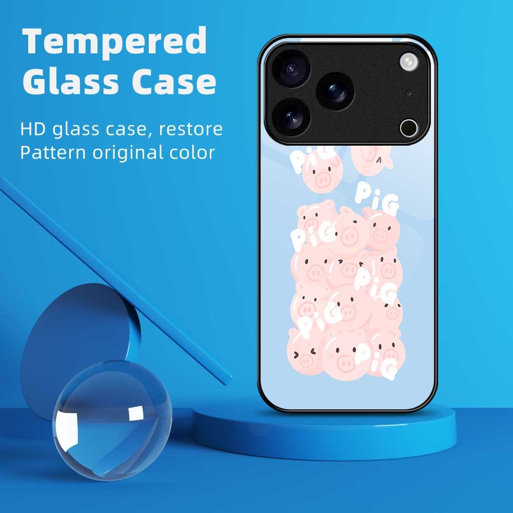 For iPhone 17 Pro Max Case Anti Drop TPU PC Tempered Glass Pattern Printing Phone Back Cover - B0208