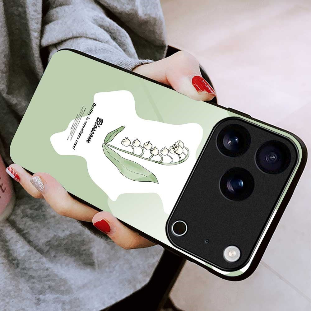 For iPhone 17 Pro Max Case Anti Drop TPU PC Tempered Glass Pattern Printing Phone Back Cover - B0209