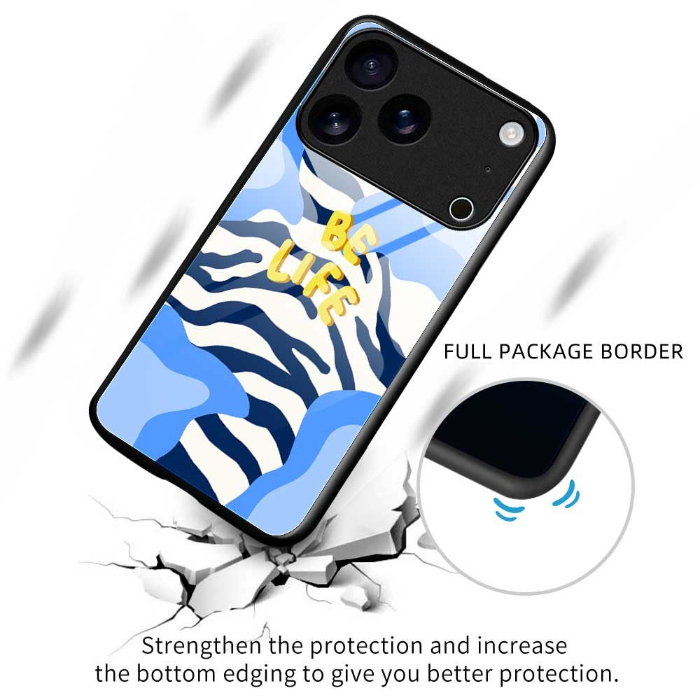 For iPhone 17 Pro Max Case Anti Drop TPU PC Tempered Glass Pattern Printing Phone Back Cover - B0210
