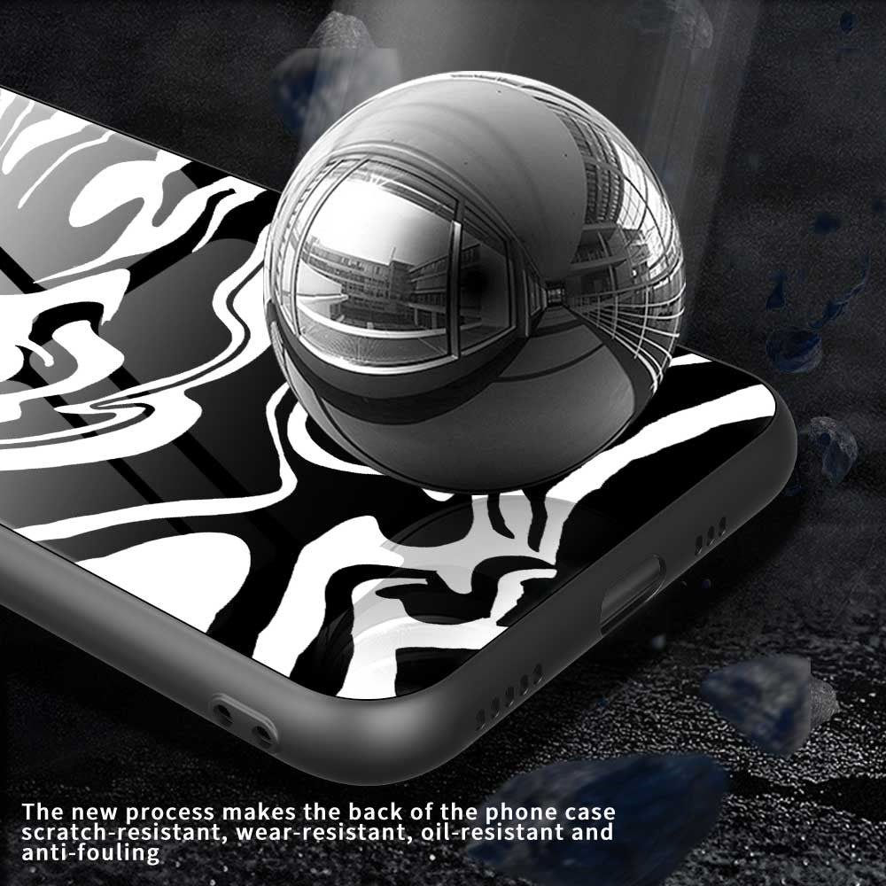 For iPhone 17 Pro Max Case Anti Drop TPU PC Tempered Glass Pattern Printing Phone Back Cover - B0212