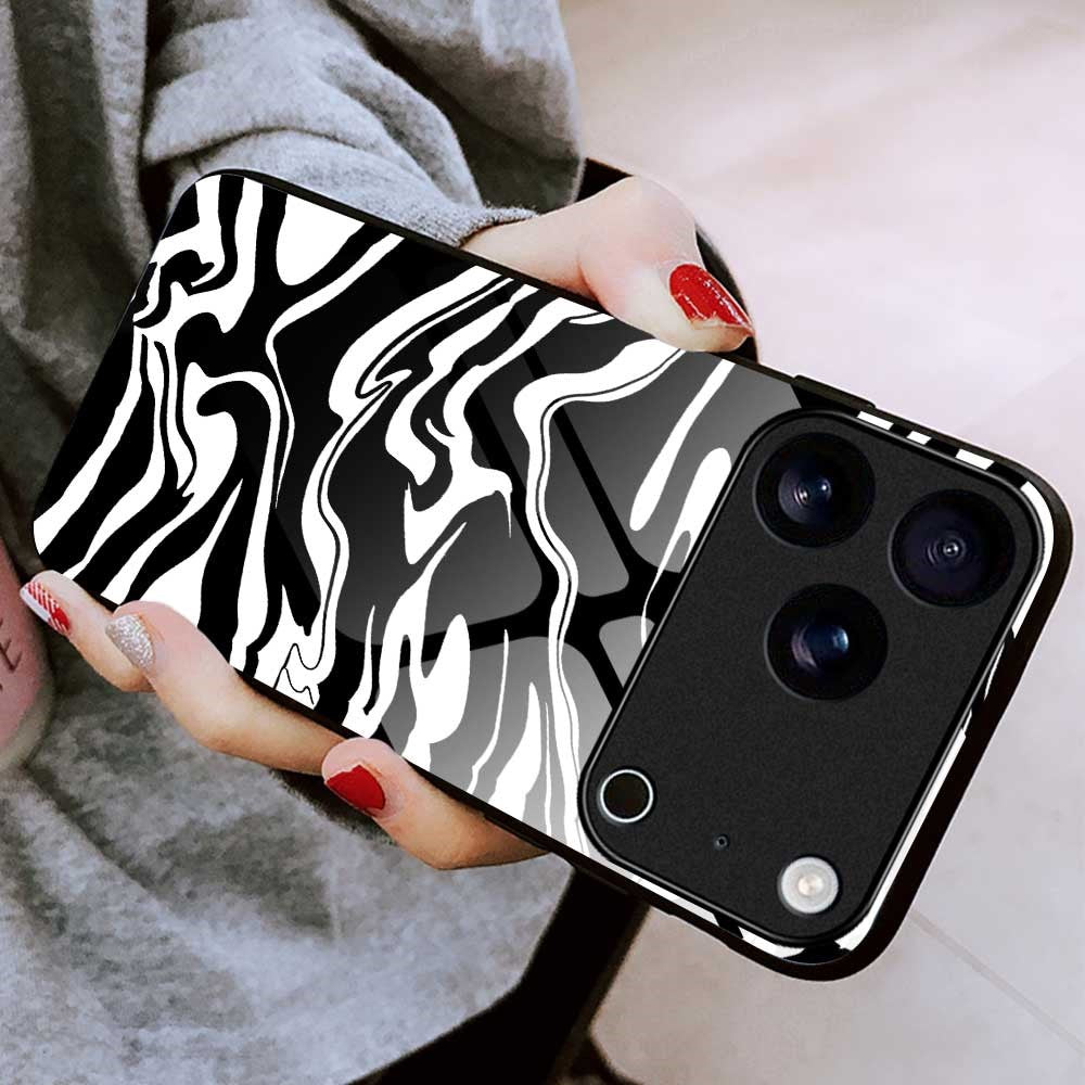 For iPhone 17 Pro Max Case Anti Drop TPU PC Tempered Glass Pattern Printing Phone Back Cover - B0212