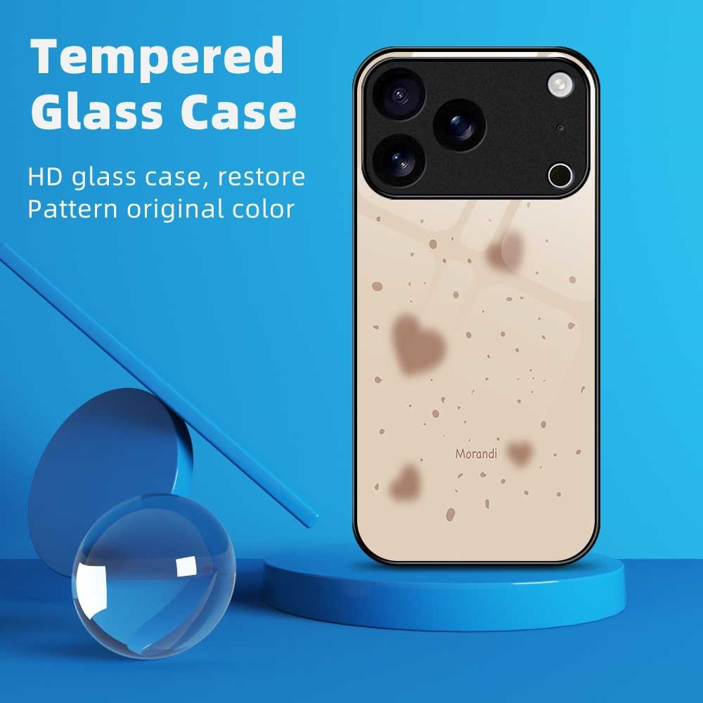 For iPhone 17 Pro Max Case Anti Drop TPU PC Tempered Glass Pattern Printing Phone Back Cover - B0213