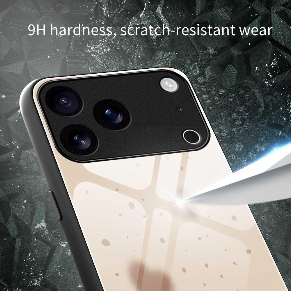 For iPhone 17 Pro Max Case Anti Drop TPU PC Tempered Glass Pattern Printing Phone Back Cover - B0213
