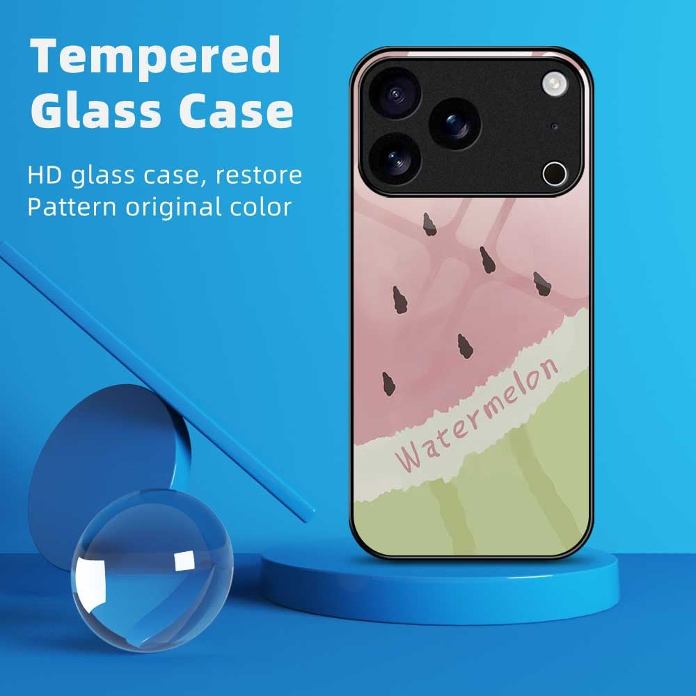 For iPhone 17 Pro Max Case Anti Drop TPU PC Tempered Glass Pattern Printing Phone Back Cover - B0214