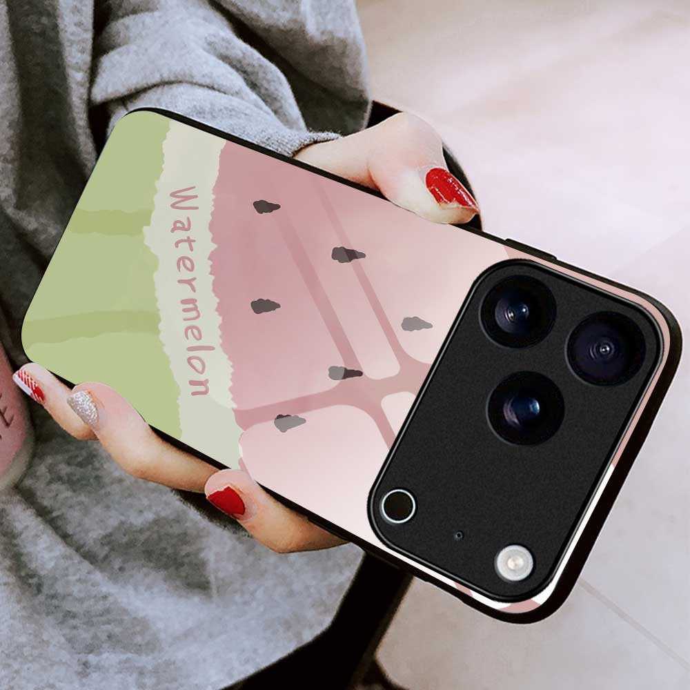 For iPhone 17 Pro Max Case Anti Drop TPU PC Tempered Glass Pattern Printing Phone Back Cover - B0214