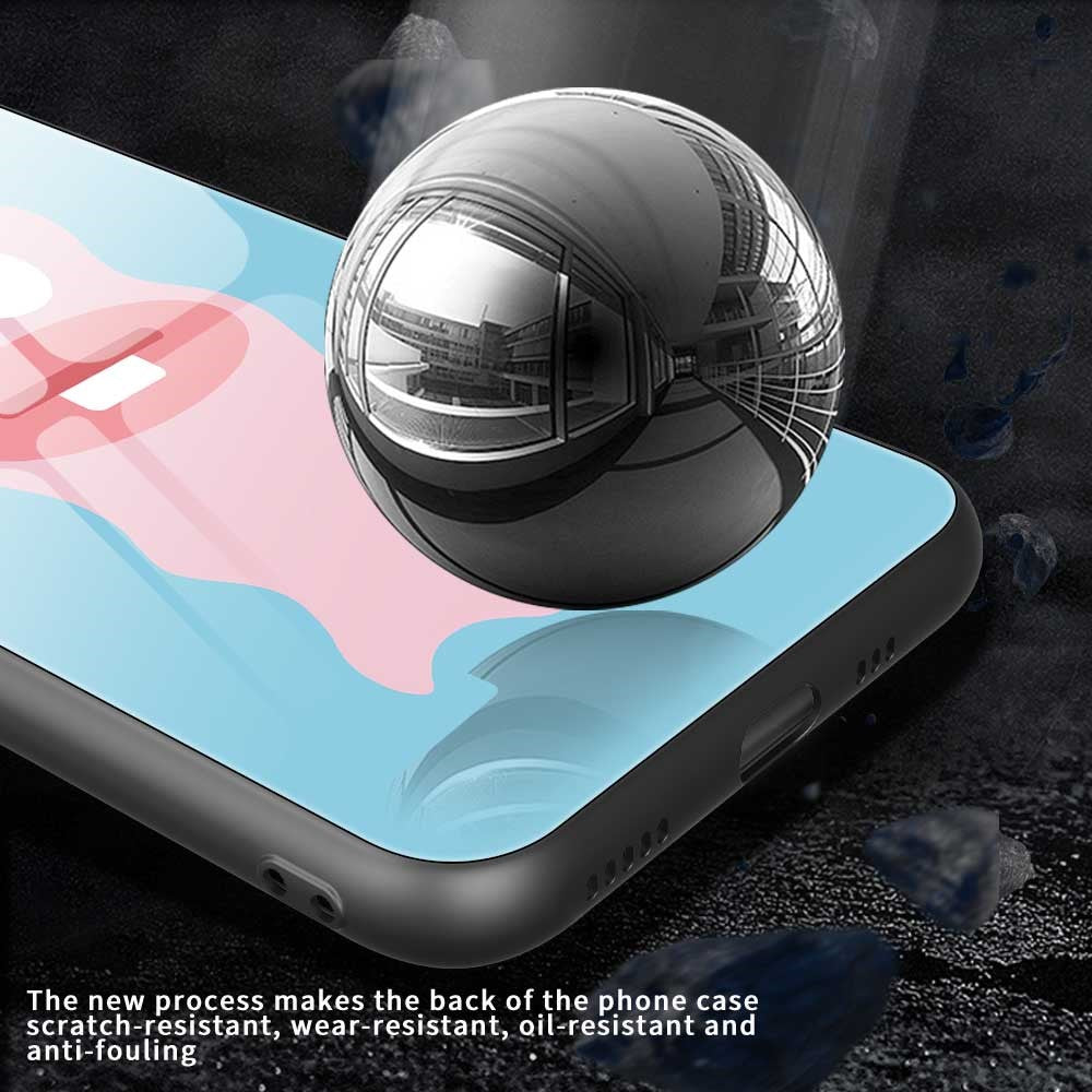 For iPhone 17 Pro Max Case TPU PC Tempered Glass Pattern Printing Anti Drop Phone Back Cover - B0230