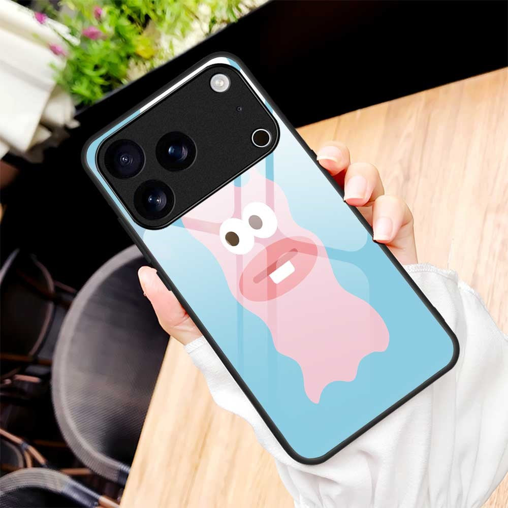 For iPhone 17 Pro Max Case TPU PC Tempered Glass Pattern Printing Anti Drop Phone Back Cover - B0230