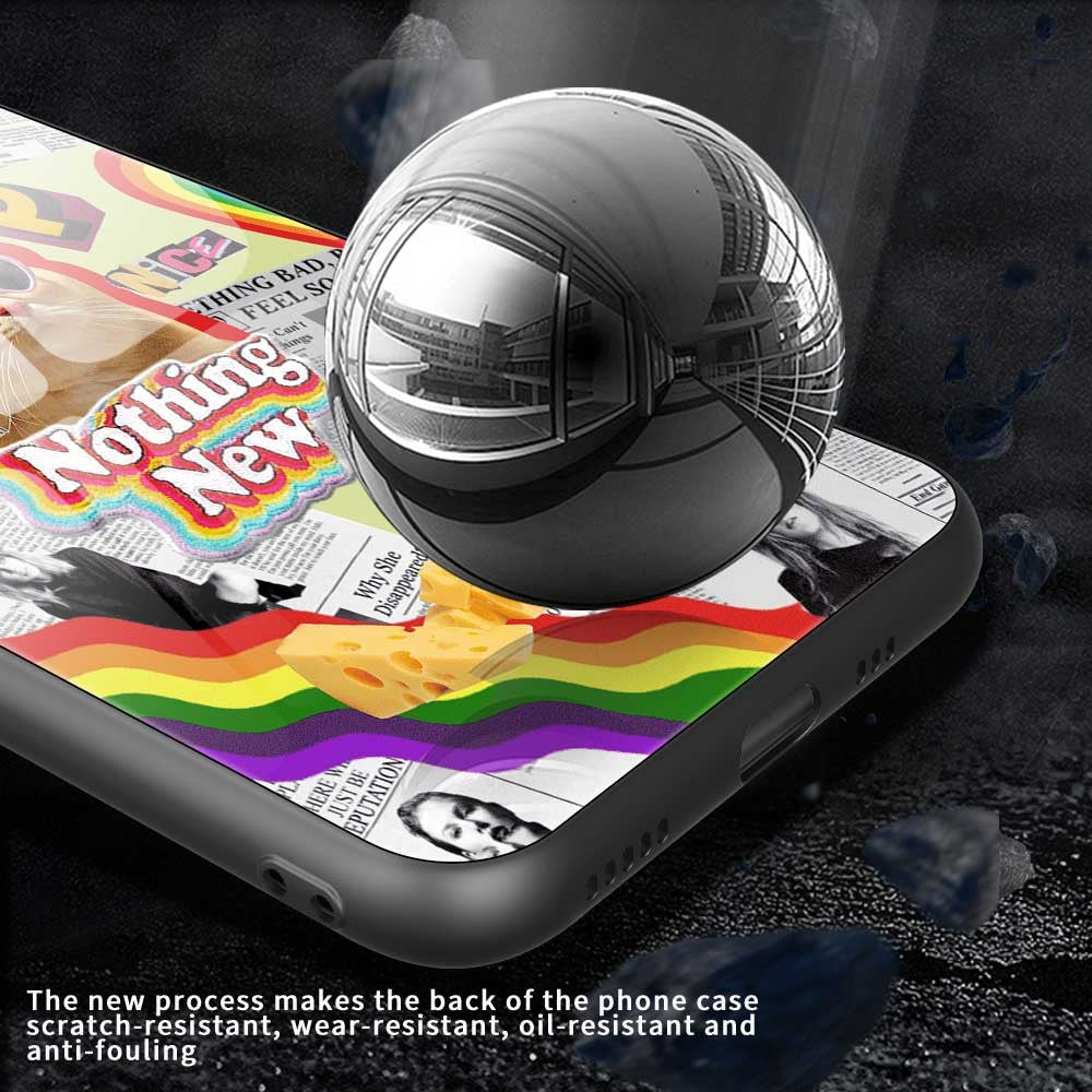 For iPhone 17 Pro Max Case TPU PC Tempered Glass Pattern Printing Anti Drop Phone Back Cover - B0231