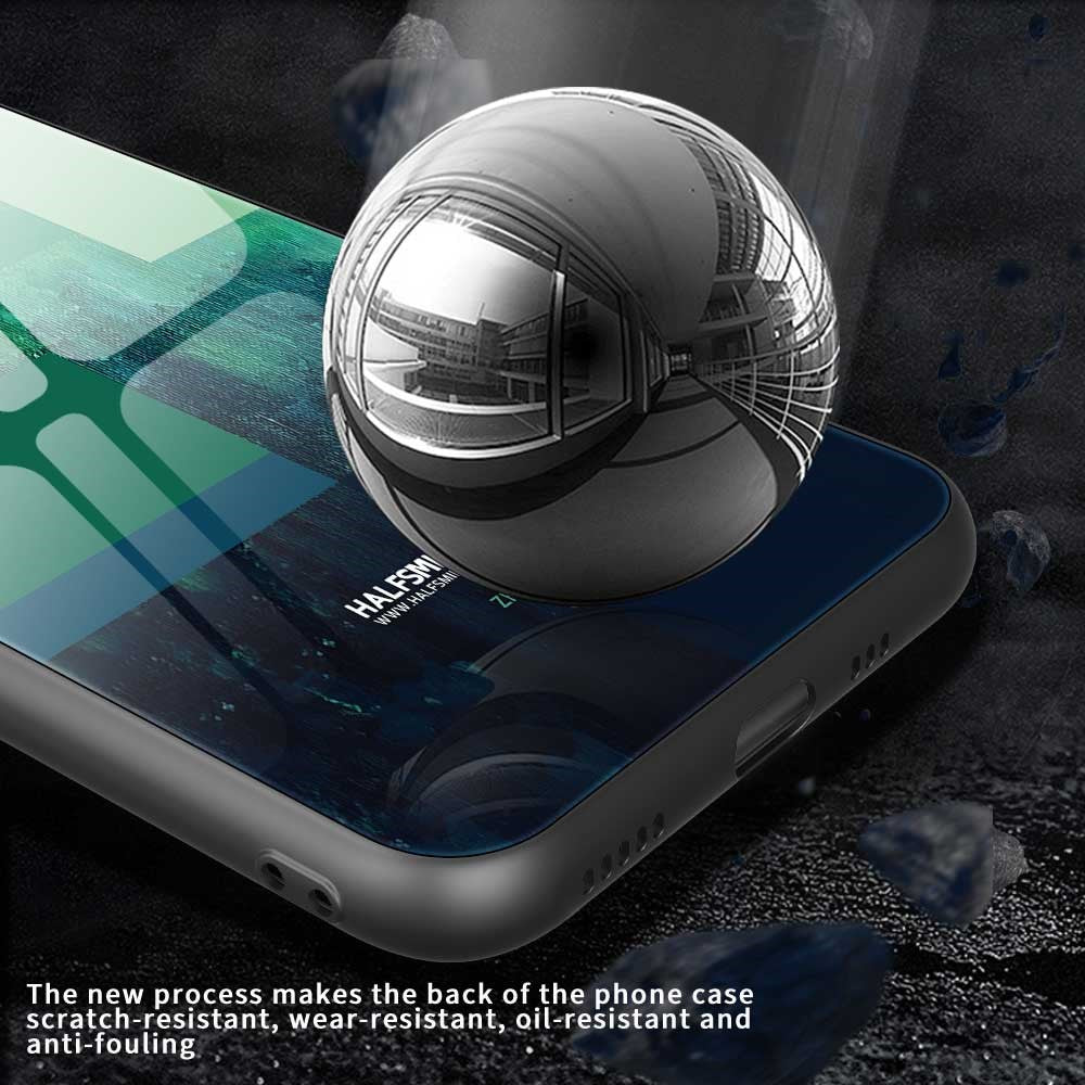 For iPhone 17 Pro Max Case TPU PC Tempered Glass Pattern Printing Anti Drop Phone Back Cover - B0232