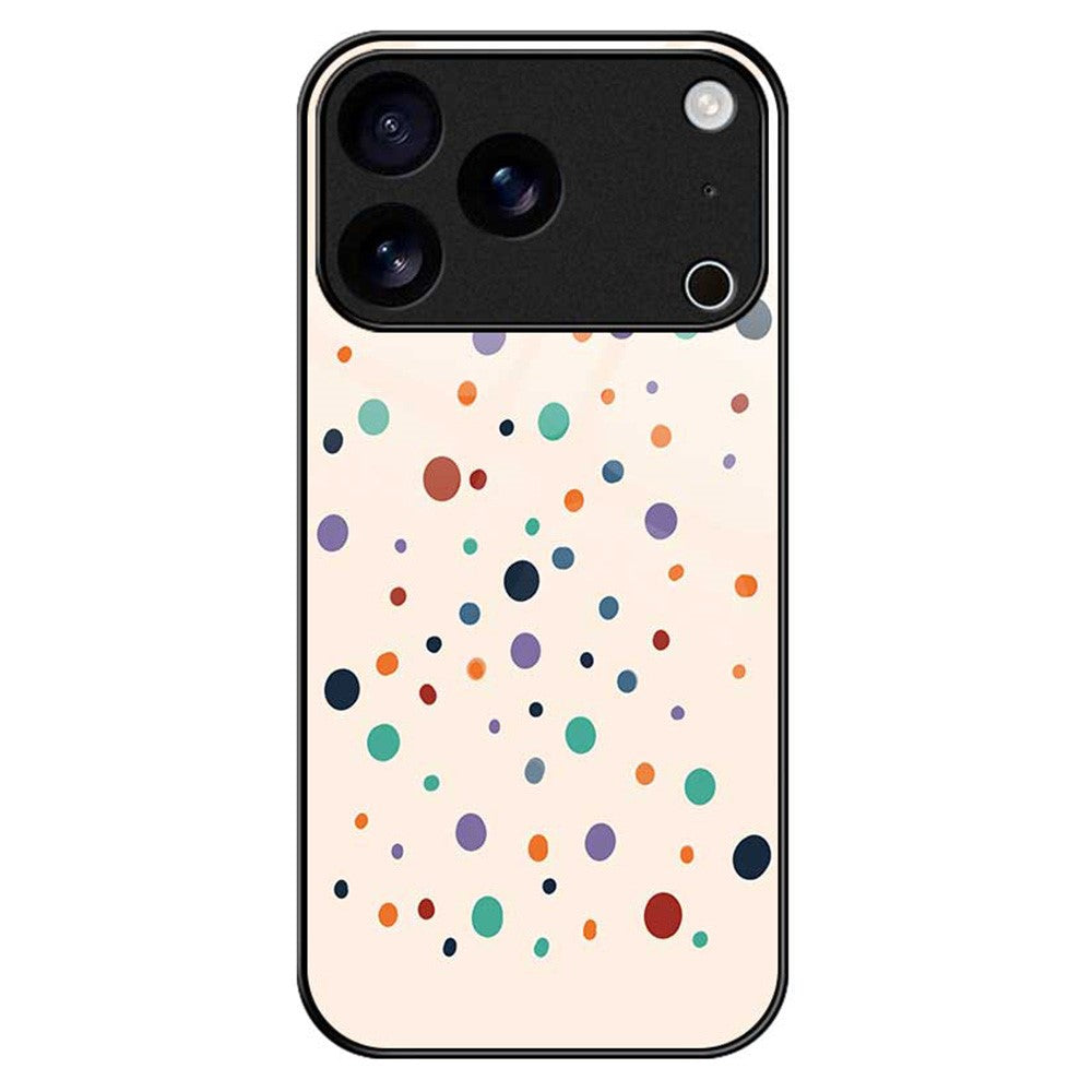 For iPhone 17 Pro Max Case TPU PC Tempered Glass Pattern Printing Anti Drop Phone Back Cover - B0235