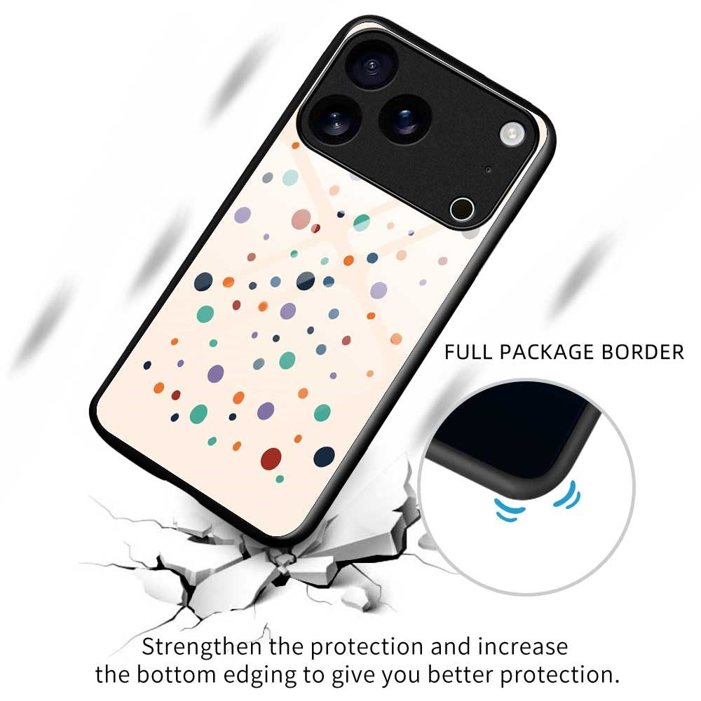 For iPhone 17 Pro Max Case TPU PC Tempered Glass Pattern Printing Anti Drop Phone Back Cover - B0235