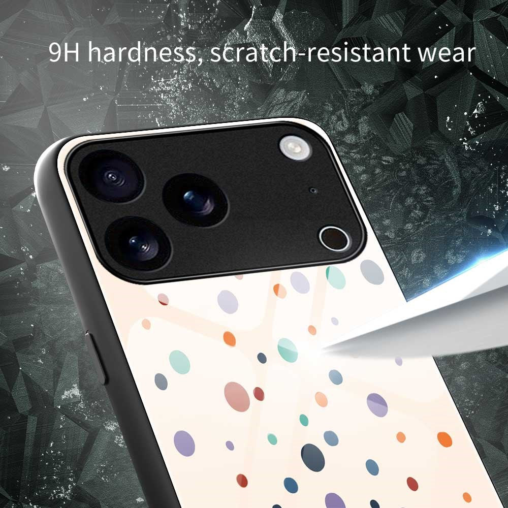 For iPhone 17 Pro Max Case TPU PC Tempered Glass Pattern Printing Anti Drop Phone Back Cover - B0235
