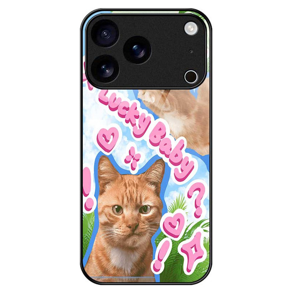 For iPhone 17 Pro Max Case TPU PC Tempered Glass Pattern Printing Anti Drop Phone Back Cover - B0237