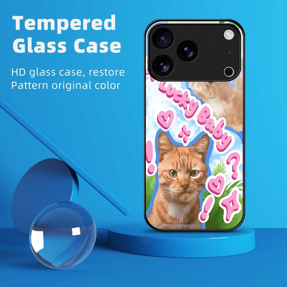 For iPhone 17 Pro Max Case TPU PC Tempered Glass Pattern Printing Anti Drop Phone Back Cover - B0237