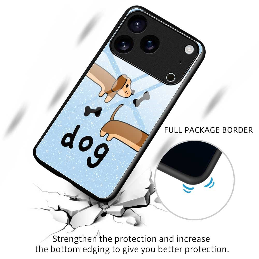 For iPhone 17 Pro Max Case TPU PC Tempered Glass Pattern Printing Anti Drop Phone Back Cover - B0238