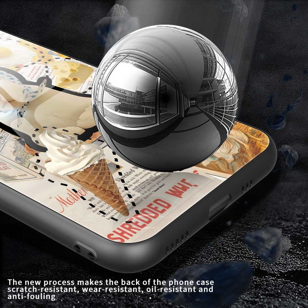 For iPhone 17 Pro Max Case TPU PC Tempered Glass Pattern Printing Anti Drop Phone Back Cover - B0239