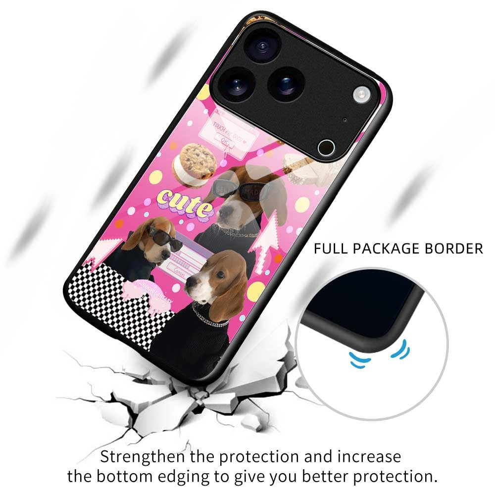 For iPhone 17 Pro Max Case TPU PC Tempered Glass Pattern Printing Anti Drop Phone Back Cover - B0241