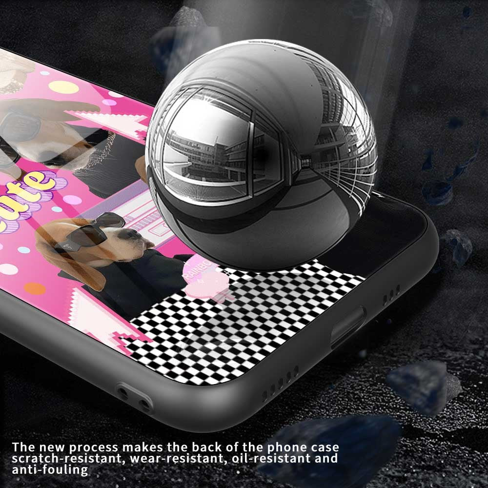 For iPhone 17 Pro Max Case TPU PC Tempered Glass Pattern Printing Anti Drop Phone Back Cover - B0241