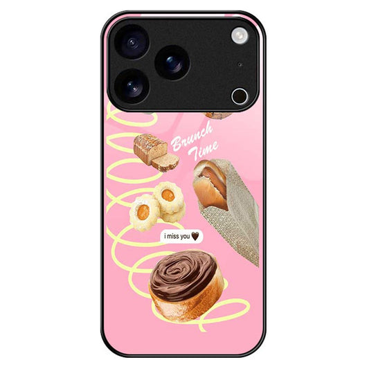 For iPhone 17 Pro Max Case TPU PC Tempered Glass Pattern Printing Anti Drop Phone Back Cover - B0242