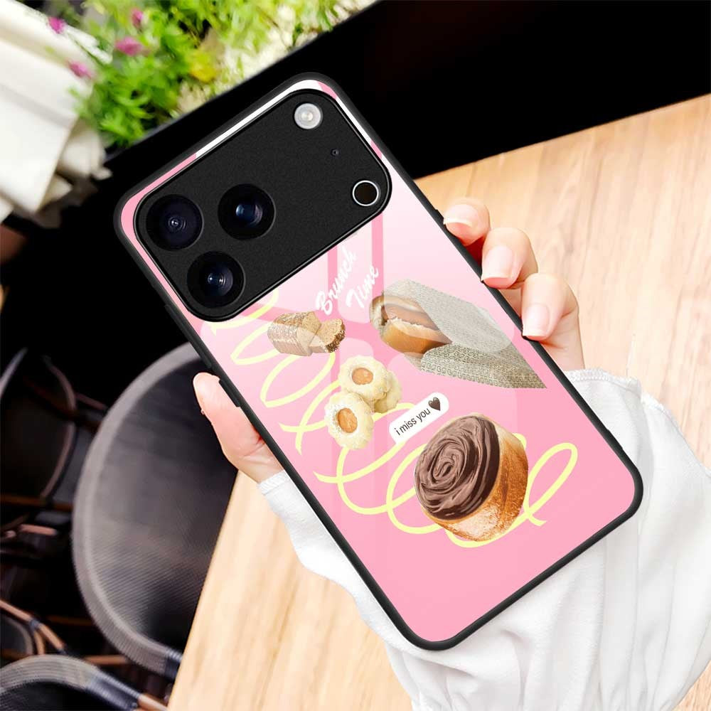 For iPhone 17 Pro Max Case TPU PC Tempered Glass Pattern Printing Anti Drop Phone Back Cover - B0242