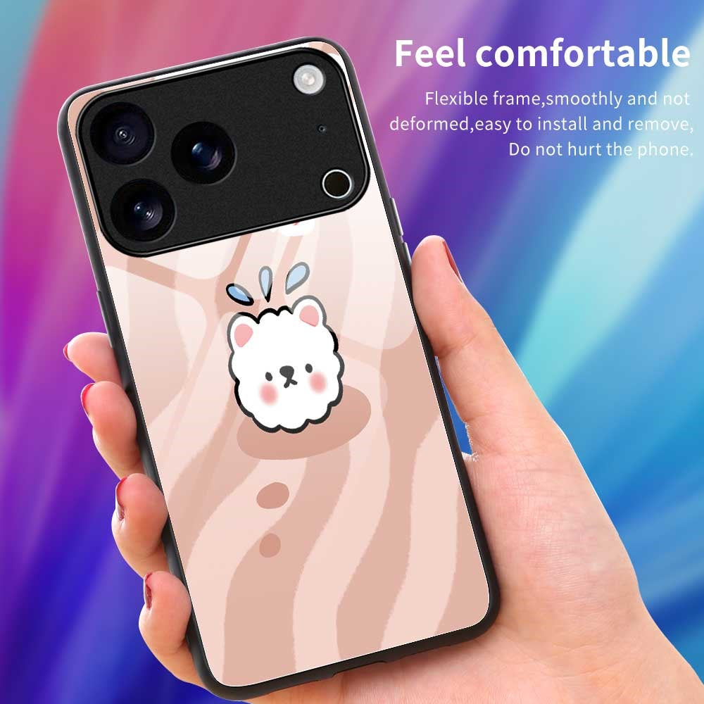 For iPhone 17 Pro Max Case PC TPU Tempered Glass Pattern Printing Anti Drop Phone Back Cover - B0244