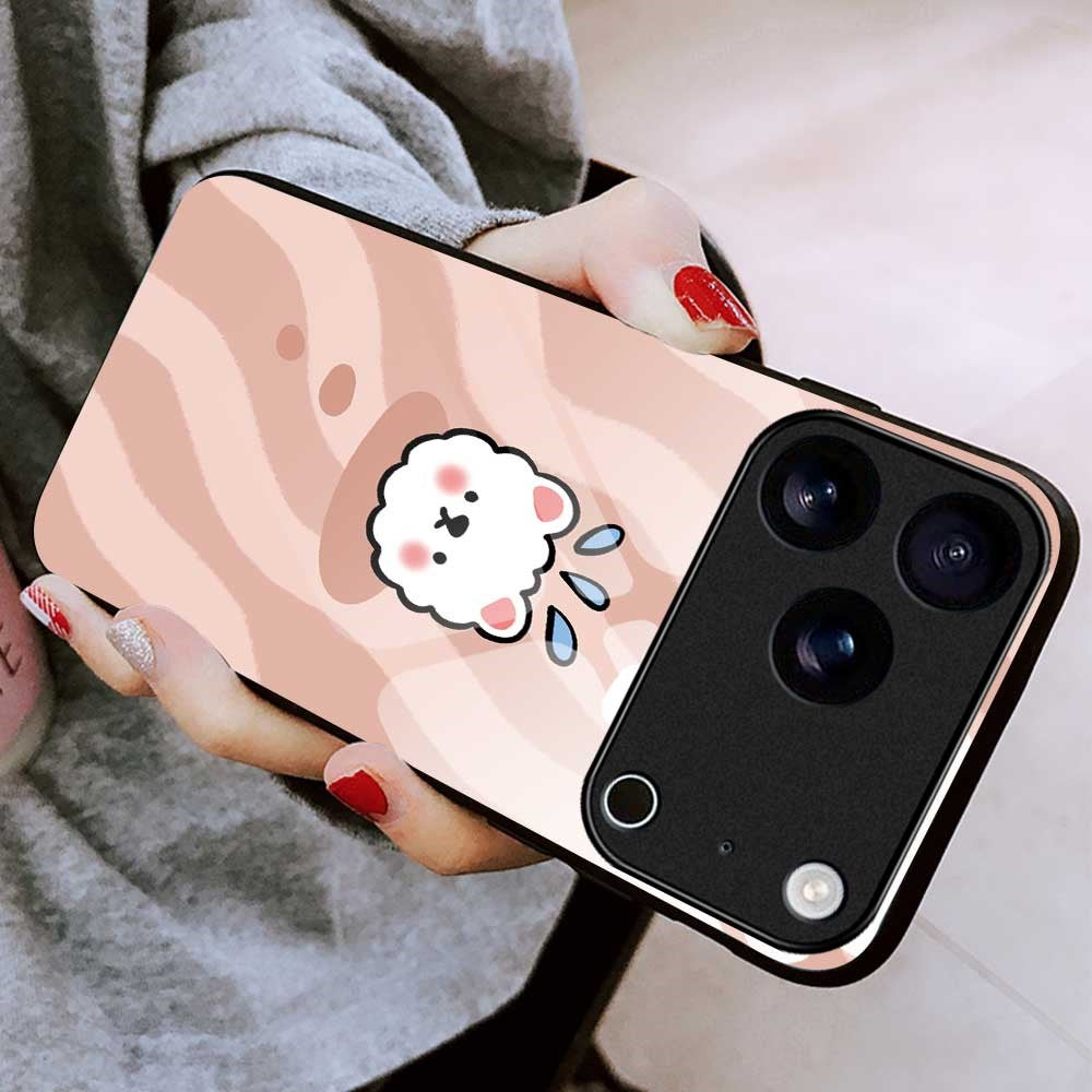 For iPhone 17 Pro Max Case PC TPU Tempered Glass Pattern Printing Anti Drop Phone Back Cover - B0244