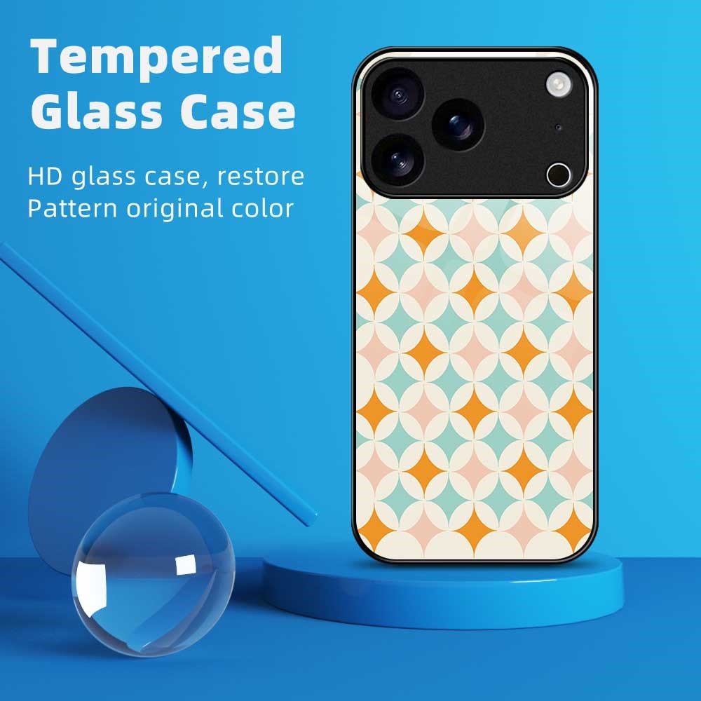 For iPhone 17 Pro Max Case PC TPU Tempered Glass Pattern Printing Anti Drop Phone Back Cover - B0245