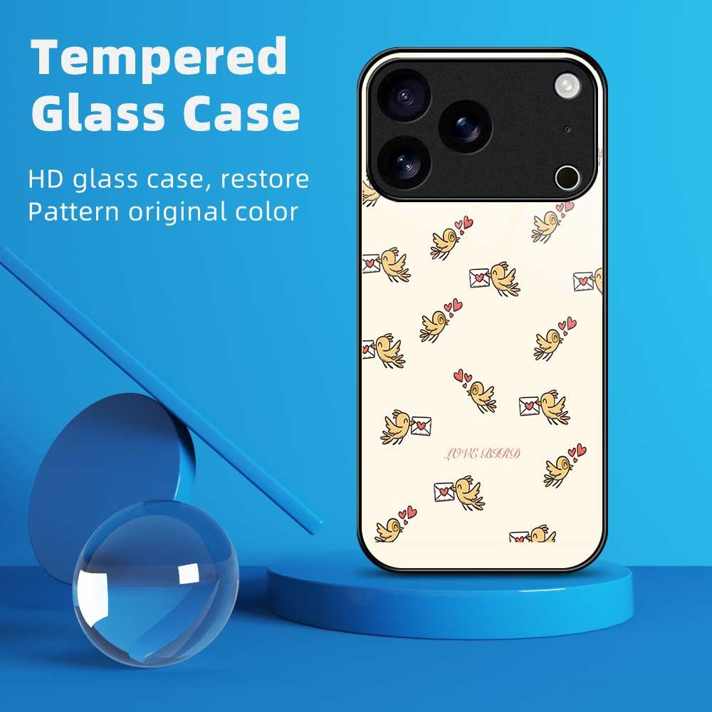 For iPhone 17 Pro Max Case PC TPU Tempered Glass Pattern Printing Anti Drop Phone Back Cover - B0246