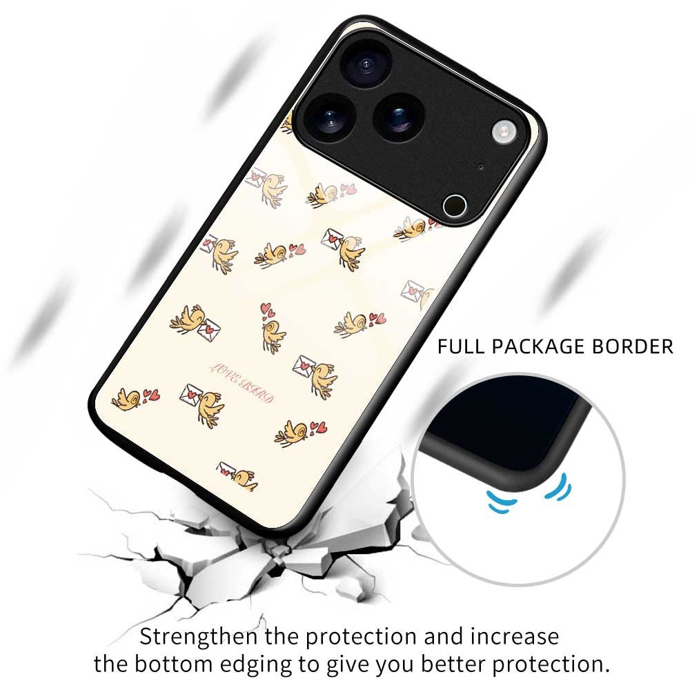 For iPhone 17 Pro Max Case PC TPU Tempered Glass Pattern Printing Anti Drop Phone Back Cover - B0246