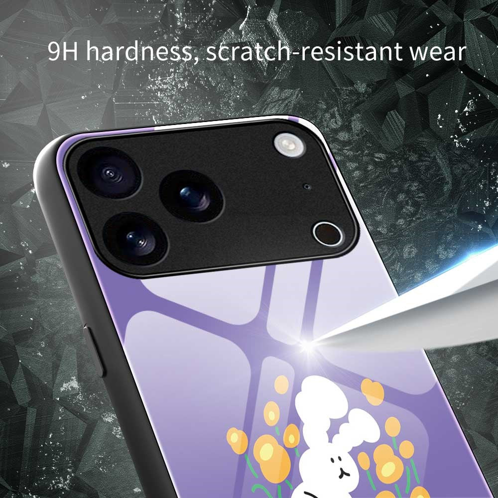 For iPhone 17 Pro Max Case PC TPU Tempered Glass Pattern Printing Anti Drop Phone Back Cover - B0247