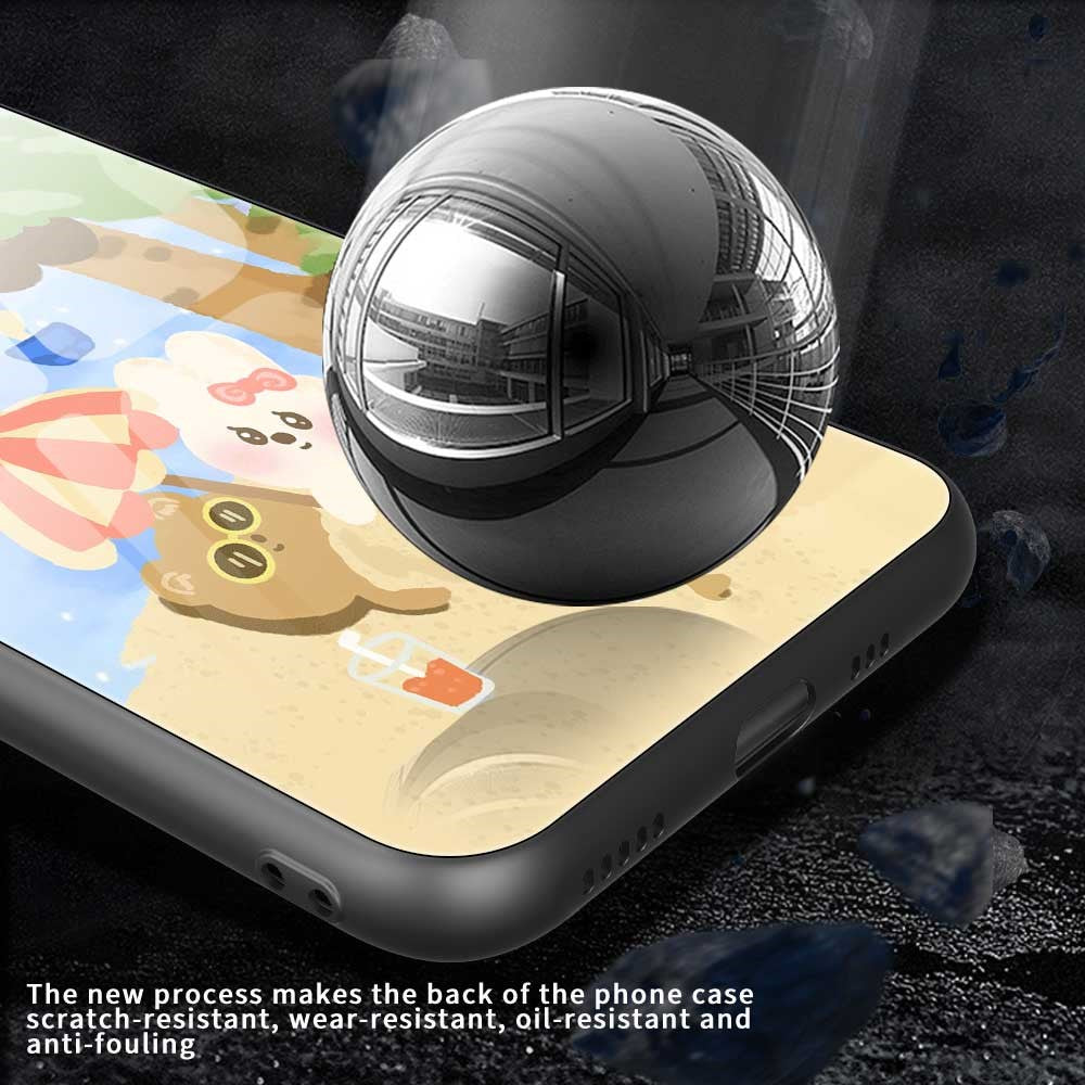 For iPhone 17 Pro Max Case PC TPU Tempered Glass Pattern Printing Anti Drop Phone Back Cover - B0248