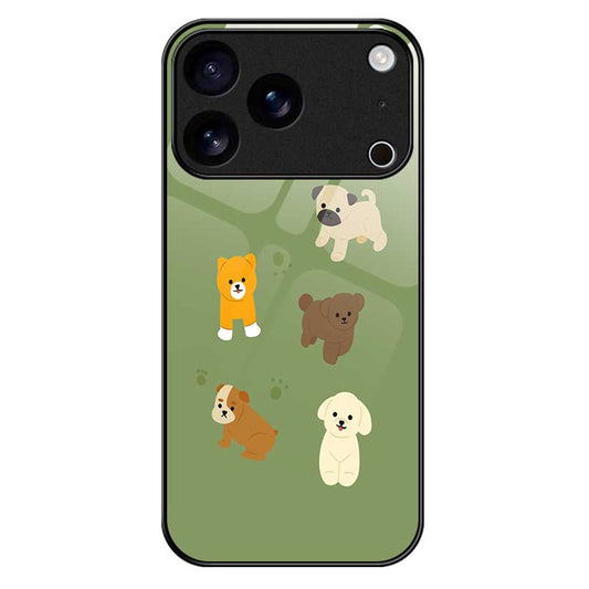 For iPhone 17 Pro Max Case PC TPU Tempered Glass Pattern Printing Anti Drop Phone Back Cover - B0249