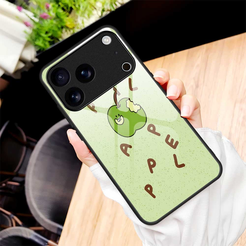 For iPhone 17 Pro Max Case PC TPU Tempered Glass Pattern Printing Anti Drop Phone Back Cover - B0250