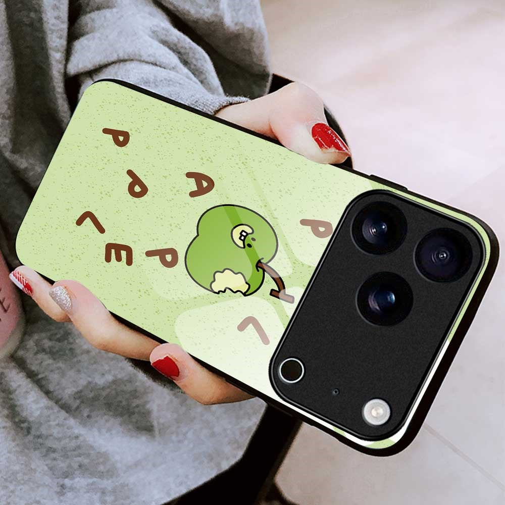 For iPhone 17 Pro Max Case PC TPU Tempered Glass Pattern Printing Anti Drop Phone Back Cover - B0250