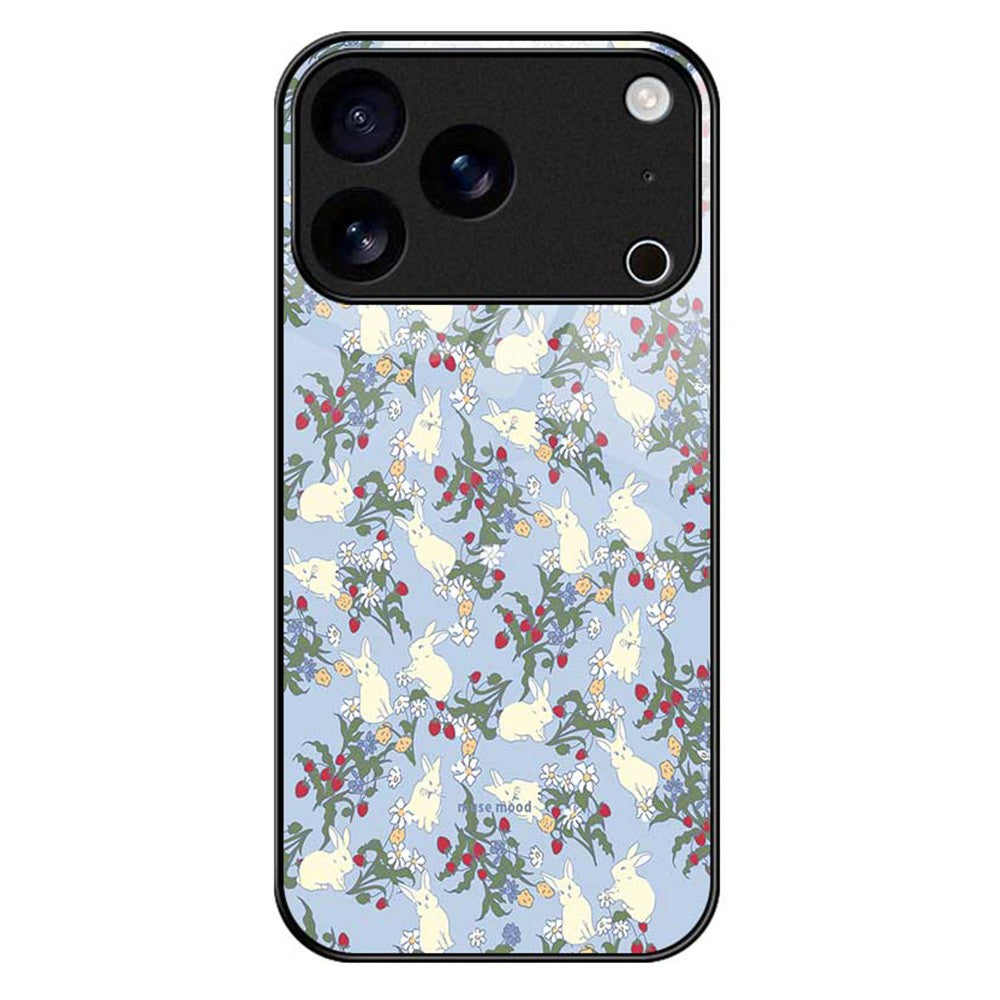 For iPhone 17 Pro Max Case PC TPU Tempered Glass Pattern Printing Anti Drop Phone Back Cover - B0253