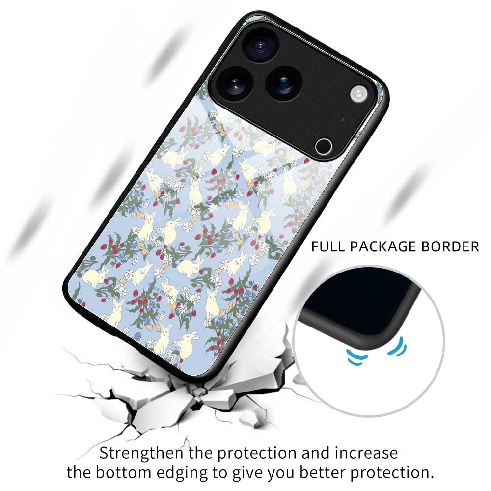 For iPhone 17 Pro Max Case PC TPU Tempered Glass Pattern Printing Anti Drop Phone Back Cover - B0253