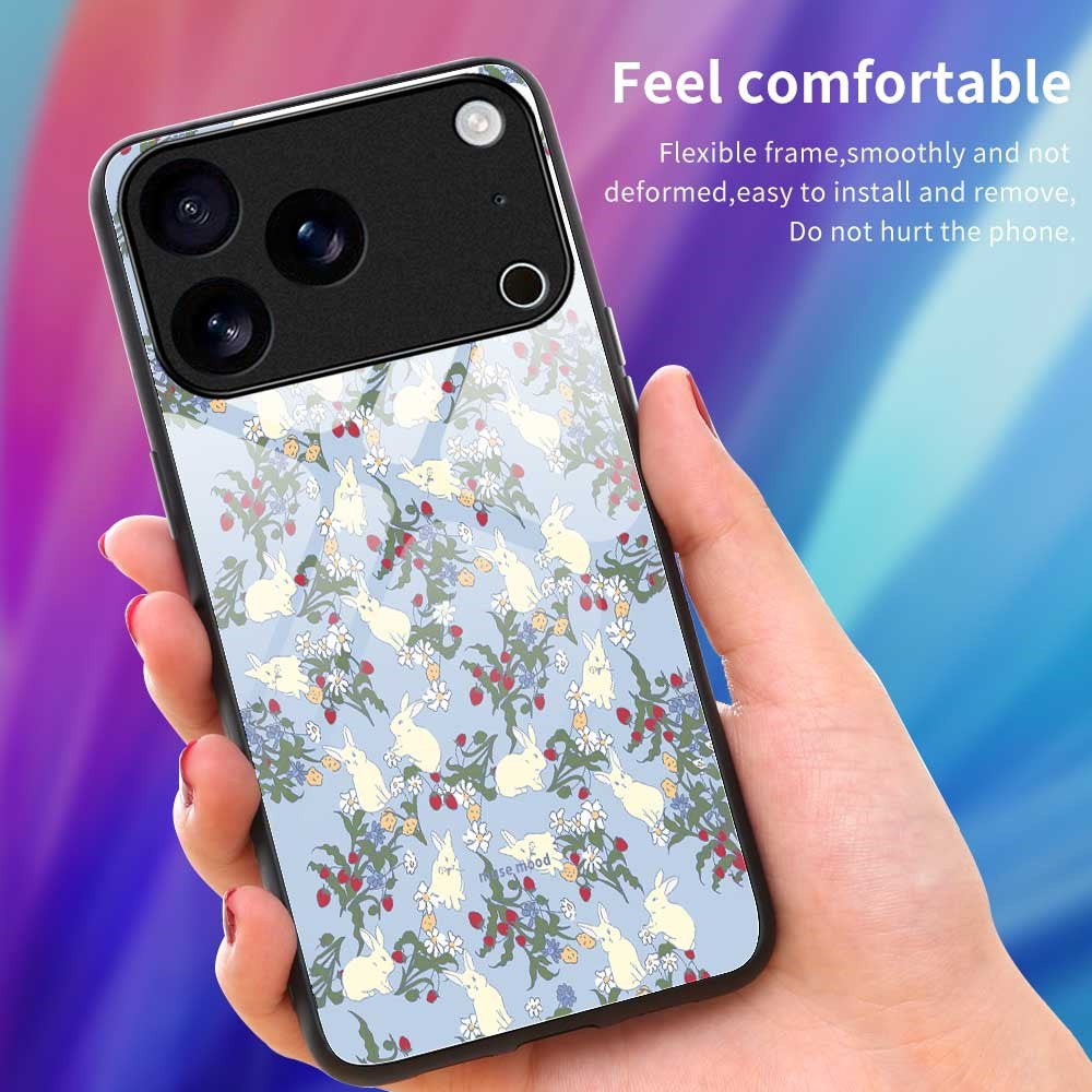 For iPhone 17 Pro Max Case PC TPU Tempered Glass Pattern Printing Anti Drop Phone Back Cover - B0253