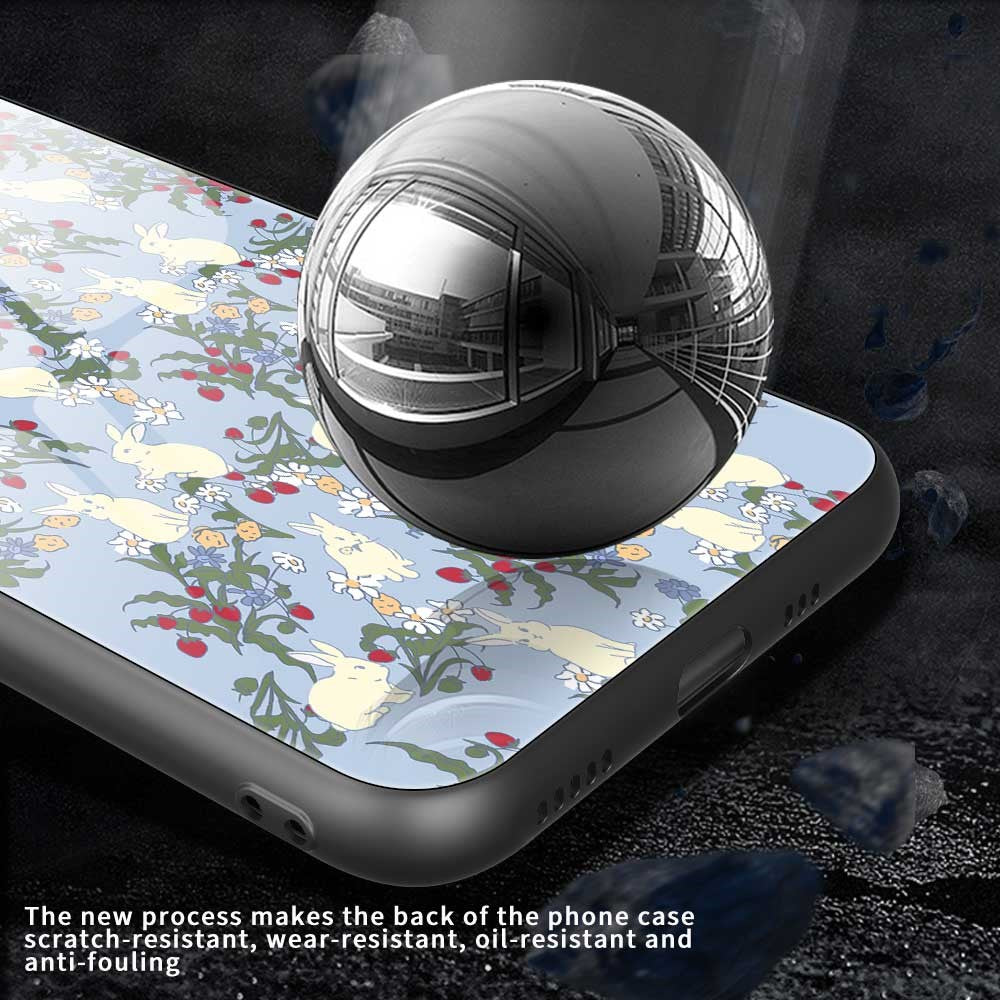 For iPhone 17 Pro Max Case PC TPU Tempered Glass Pattern Printing Anti Drop Phone Back Cover - B0253