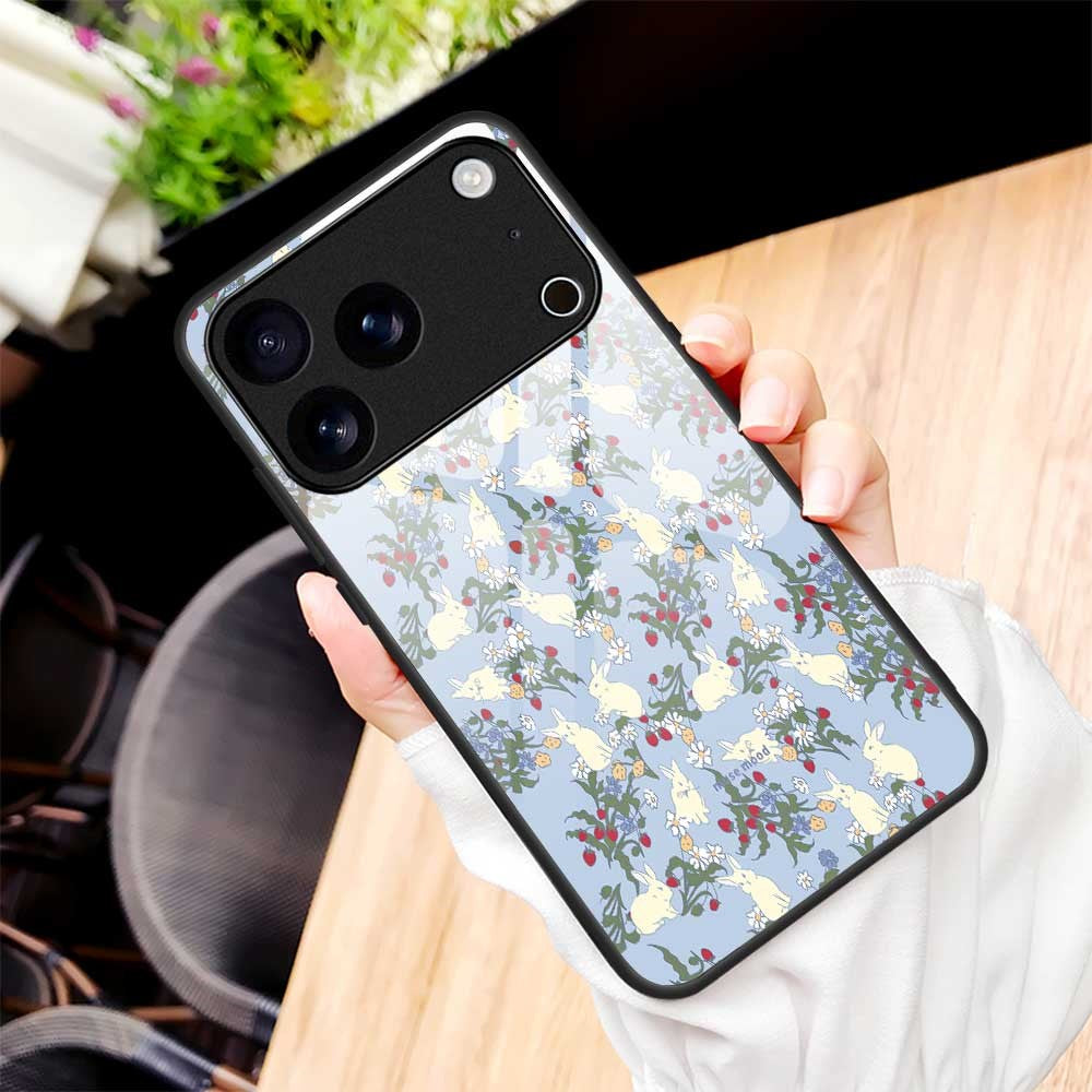 For iPhone 17 Pro Max Case PC TPU Tempered Glass Pattern Printing Anti Drop Phone Back Cover - B0253