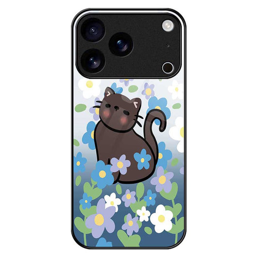 For iPhone 17 Pro Max Case PC TPU Tempered Glass Pattern Printing Anti Drop Phone Back Cover - B0255