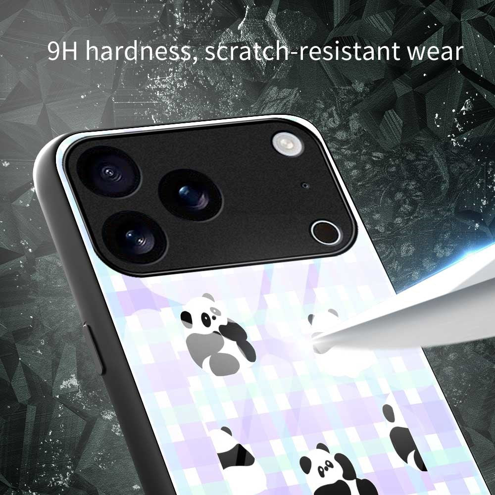 For iPhone 17 Pro Max Case PC TPU Tempered Glass Pattern Printing Anti Drop Phone Back Cover - B0256