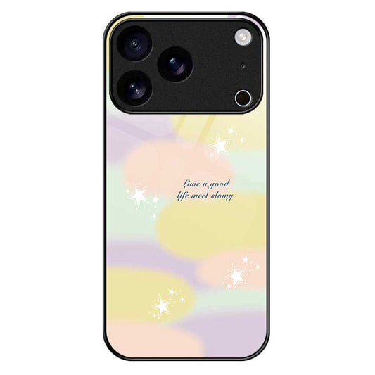 For iPhone 17 Pro Max Case PC TPU Tempered Glass Pattern Printing Anti Drop Phone Back Cover - B0260