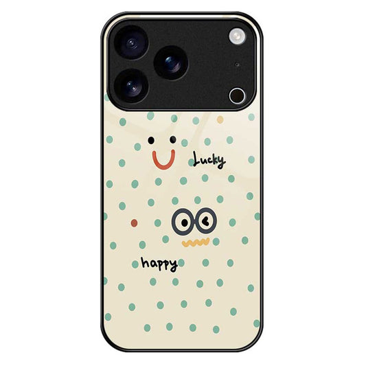 For iPhone 17 Pro Max Case PC TPU Tempered Glass Pattern Printing Anti Drop Phone Back Cover - B0263