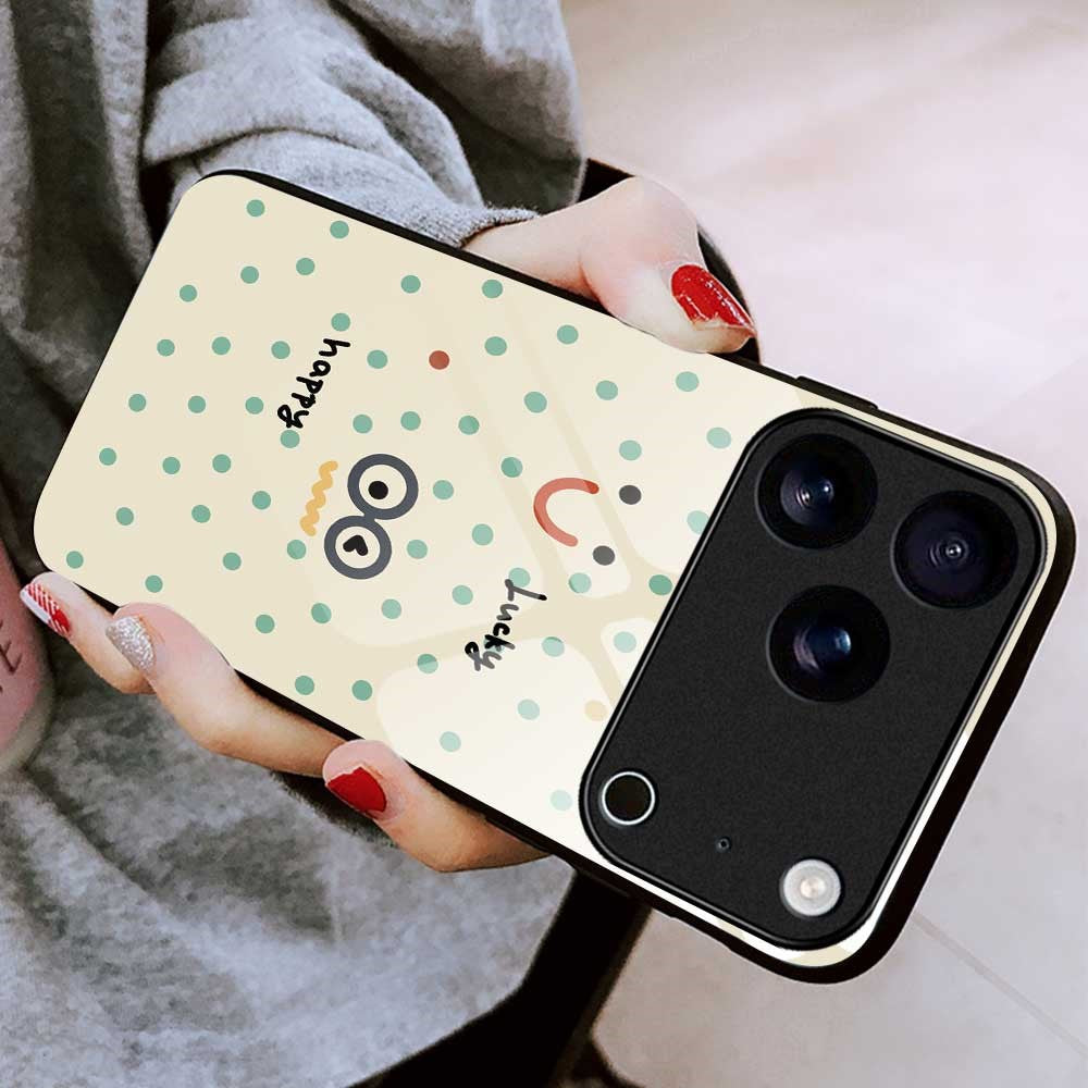 For iPhone 17 Pro Max Case PC TPU Tempered Glass Pattern Printing Anti Drop Phone Back Cover - B0263