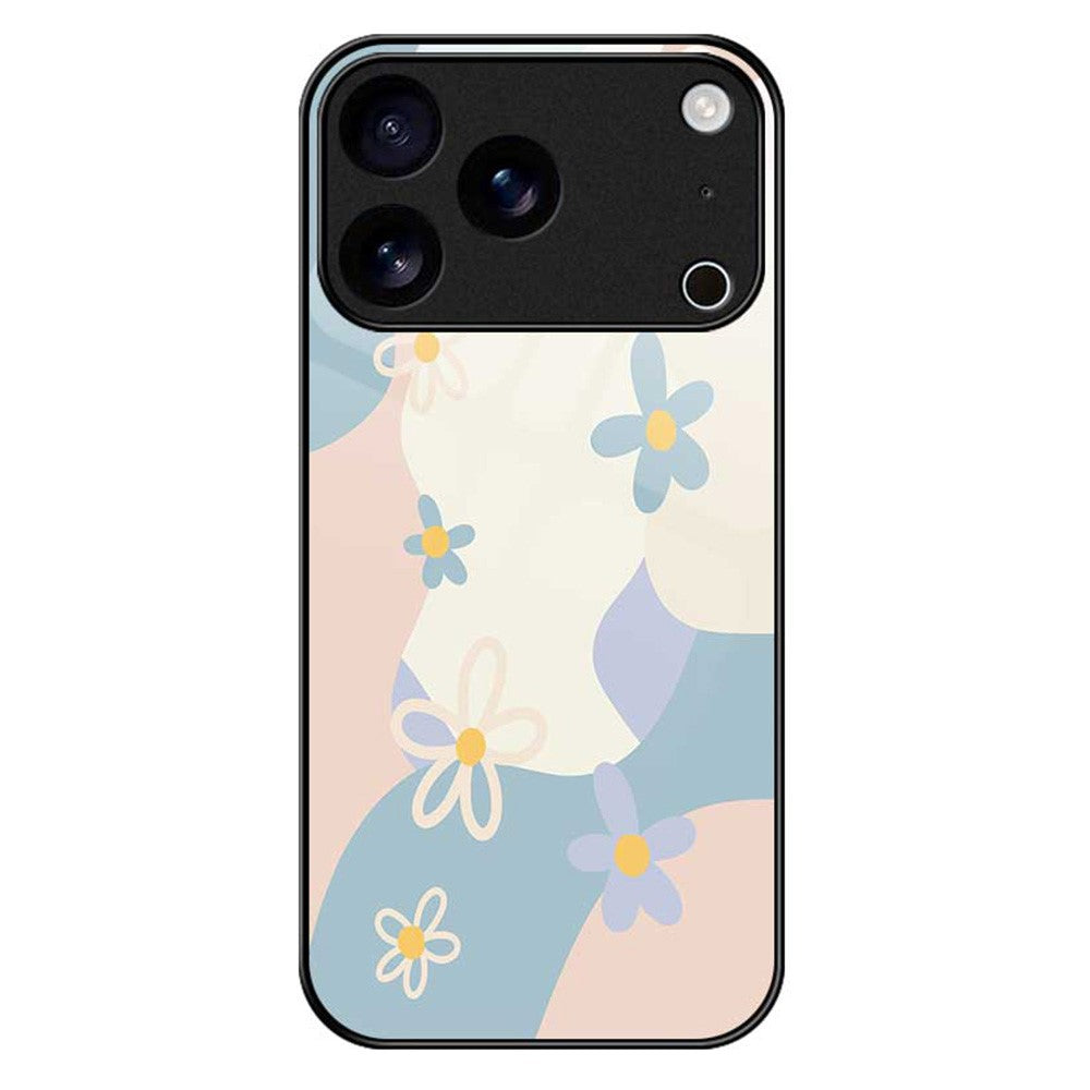 For iPhone 17 Pro Max Case PC TPU Tempered Glass Pattern Printing Anti Drop Phone Back Cover - B0264