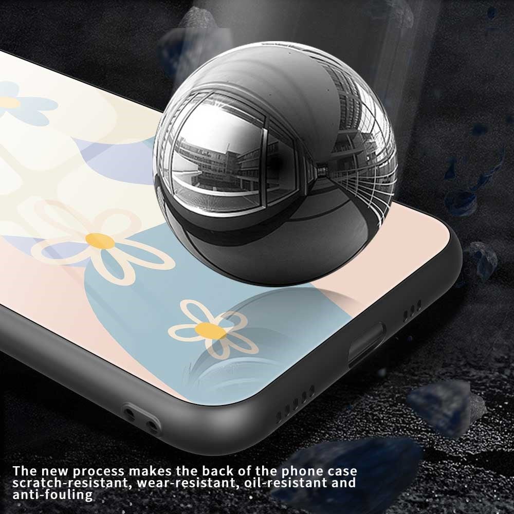 For iPhone 17 Pro Max Case PC TPU Tempered Glass Pattern Printing Anti Drop Phone Back Cover - B0264