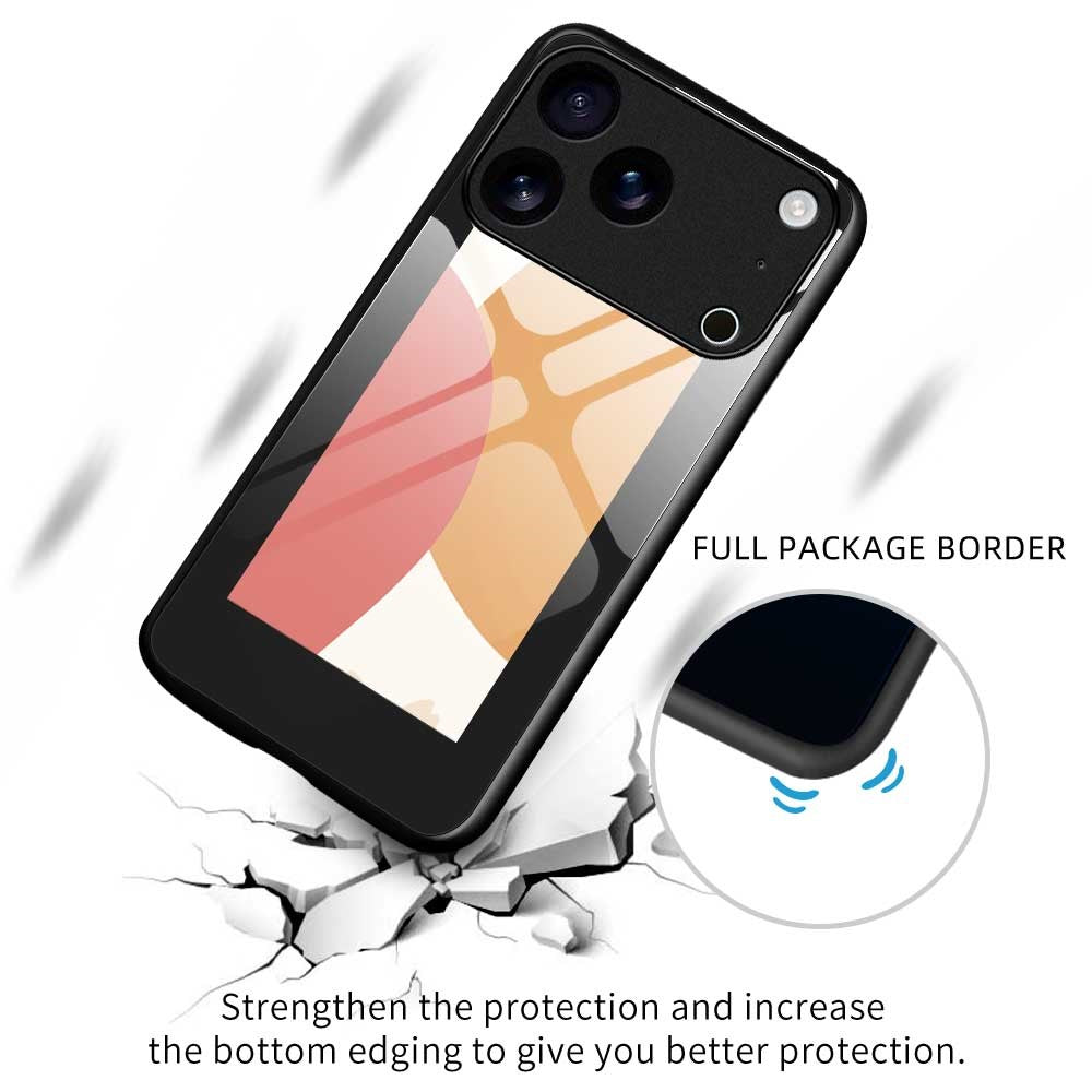 For iPhone 17 Pro Max Case PC TPU Tempered Glass Pattern Printing Anti Drop Phone Back Cover - B0265