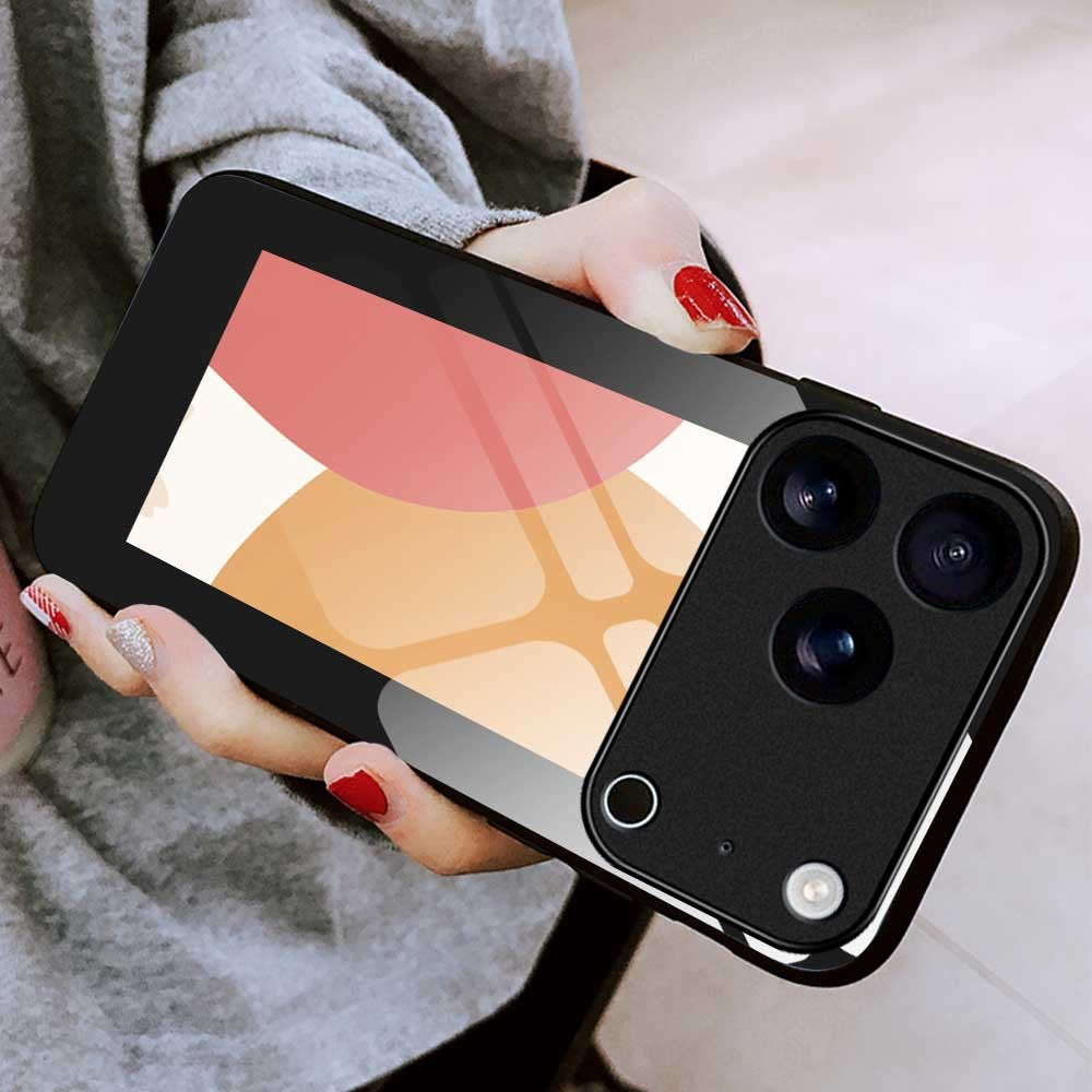 For iPhone 17 Pro Max Case PC TPU Tempered Glass Pattern Printing Anti Drop Phone Back Cover - B0265