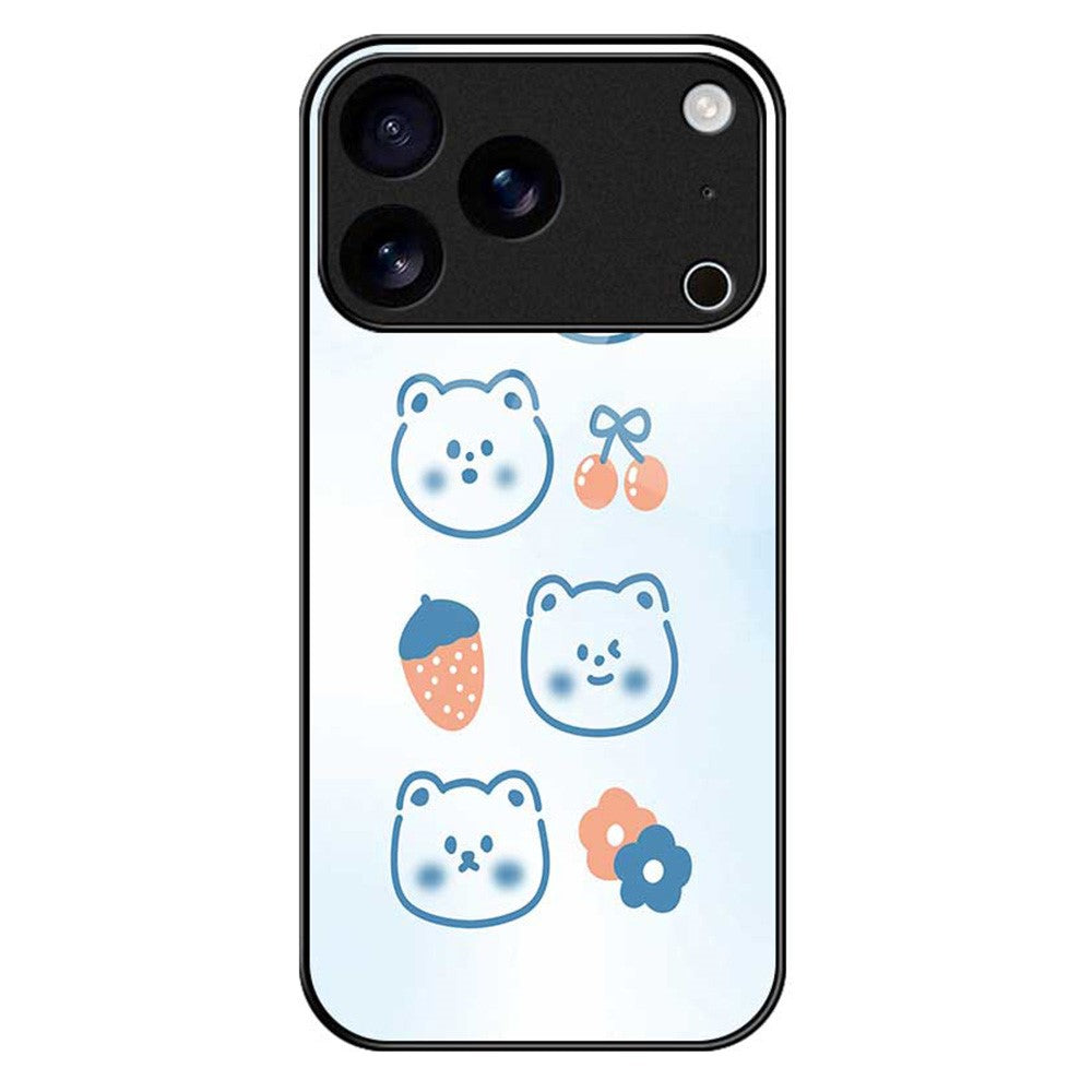 For iPhone 17 Pro Max Case PC TPU Tempered Glass Pattern Printing Anti Drop Phone Back Cover - B0267